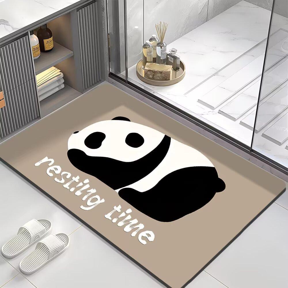 Cartoon Panda Bathroom Floor Mat Bathroom Water Absorption Quick Drying Dirt Resistant Anti Slip Diatom Mud Foot Mat