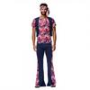Retro 70s Hippie Costume Men Women Cosplay Party Stage Outfit Set With Headscarf Wig Vest Belt