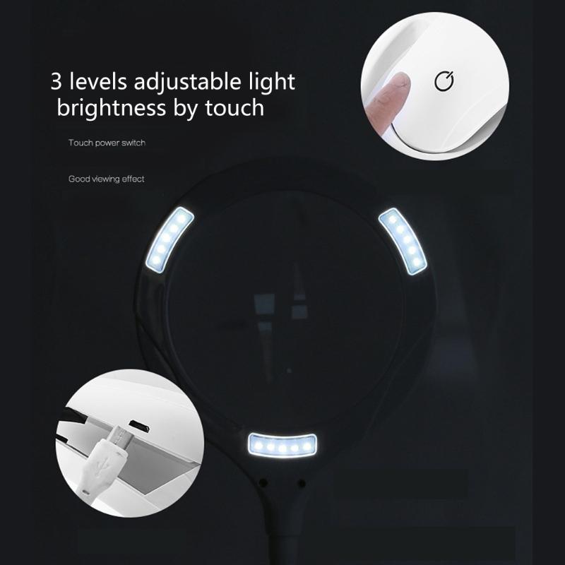 Akumulatorowa Lupa Biurkowa ze Stojakiem i Zaciskiem Regulowana Jasność do Hobby Rzemiosła Warsztatu Szycia Napraw