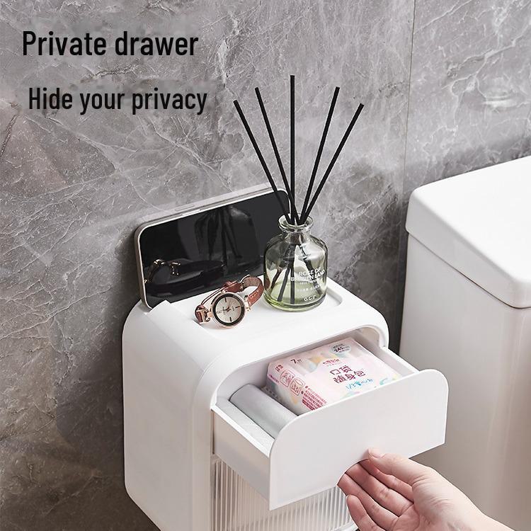 Wandmontierte Taschentuchbox mit Wellenmuster: Stilvolles stanzfreies Design für Badezimmer