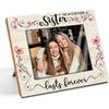 Rustic Wood Picture Frame for 5x7 Photo,Farmhouse Photo Frame –The Love Between Sister Lasts Forever – Fun Friendship Gift for Sisters,Besties,