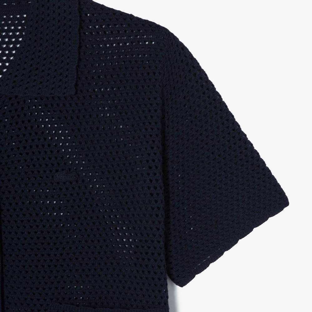 Lacoste Women's Crocheted Short Sleeve Cardigan AF301E-56G166
