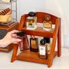 Retro Wooden Shelves Desktop Storage Rack Water Cup Perfume Dressroom Tabletop Cosmetics Storage Jewelry Display Frame Organizer