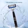 German Precision 6-Blade Men's Manual Razor - Anti-Scratch, Old-Fashioned Design