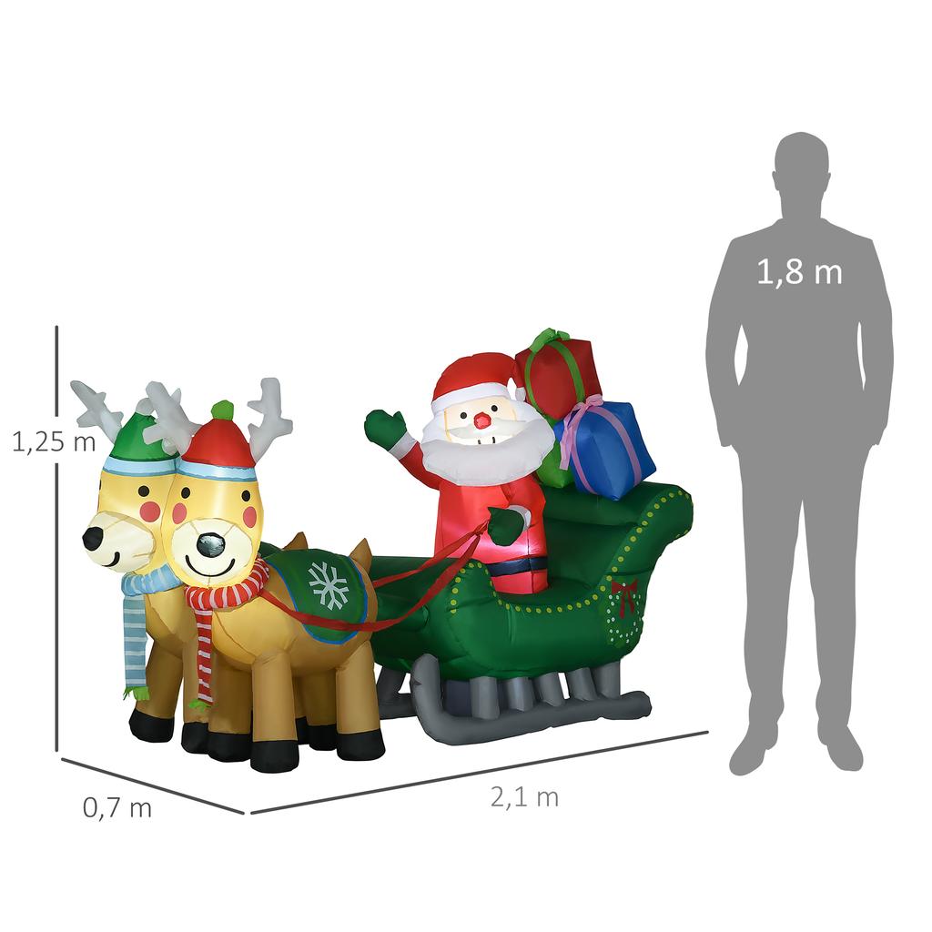 Inflatable Santa Claus, Inflatable Christmas Decoration, Incl. Blower, Indoor and Outdoor, White+Gold