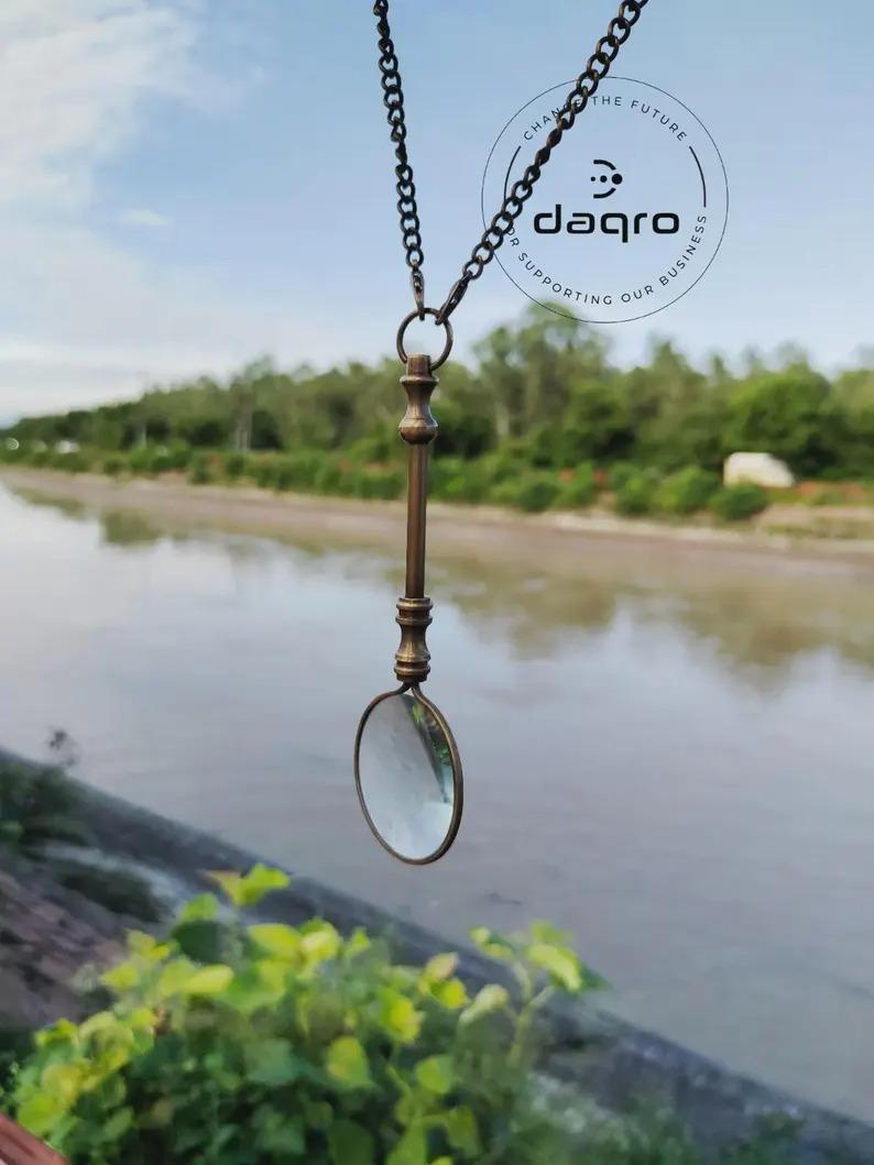 

Антикварне латунне намисто-лупа 10X: 40мм скляна лінза, кулон для читання коричневий