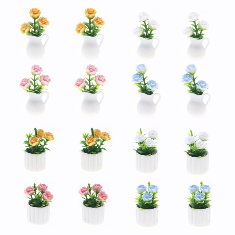 1/12 Miniature Artificial Potted Plant For Doll House Decoration Realistic Plastic Greenery Scene Display Accessories
