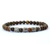 Noter Mantra Armband For Men 6mm Howlite Lava Tiger Eyes Beads Braslet Viking Accessoarer Pulseras Para Hombre Tibet Armband