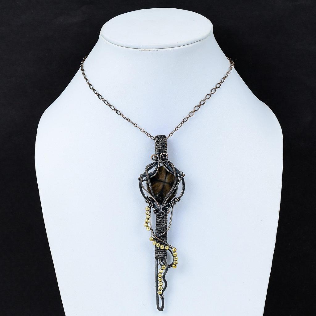 Chiastolith Anhänger Kupferdraht gewickelter Anhänger Edelsteinanhänger Handgefertigter Schmuck Damenanhänger Schlüsselanhänger Kupferdrahtschmuck Geschenk für Sie