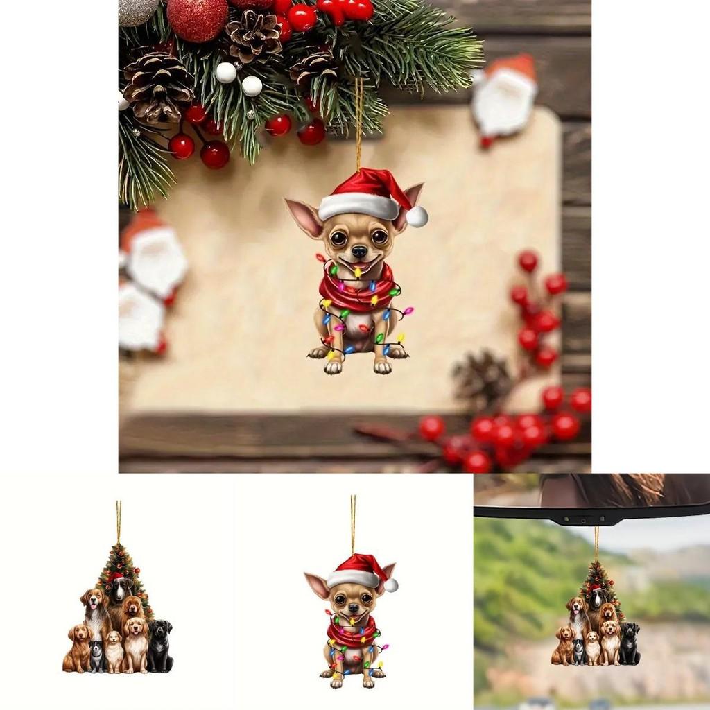 Playful Cartoon Acrylic Dog Christmas Car Decoration For Fun And Festive Look Vehicle