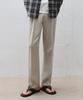 DRAW FIT Single-Pleat Elastic Linen Tapered Slacks [Oatmeal]