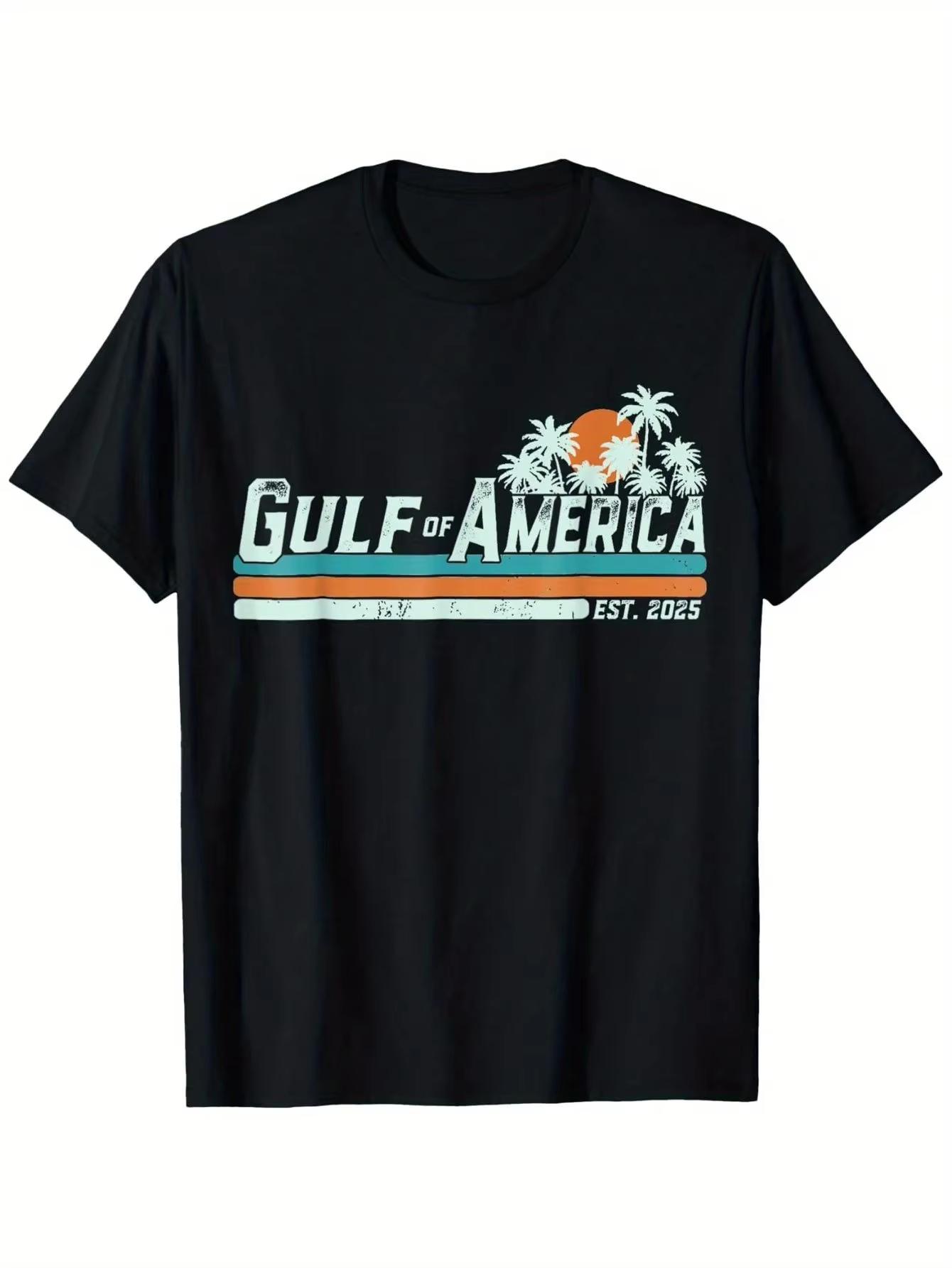 

Y2k Fashion T Shirts Funny Vintage Gulf of America T-Shirt Print Cotton Top Casual Loose Streetwear Street Style Gift Tee Uni... S разноцветный