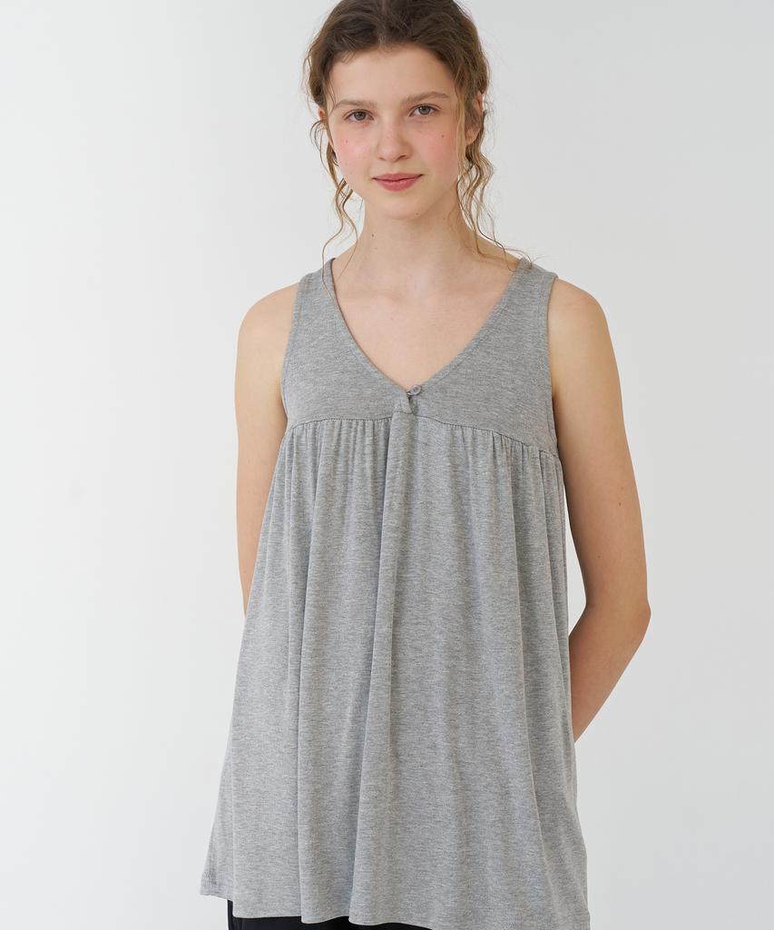 PESTO Shirred Sleeveless Top Moon