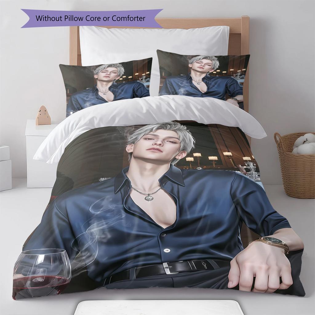 Love and Deepspace Sylus Pattern Bedding,Quilt Set Quilt Cover Pillowcase Home Birthday Gift (1 * Duvet Cover + 2 * Pillowcase, Without Core)