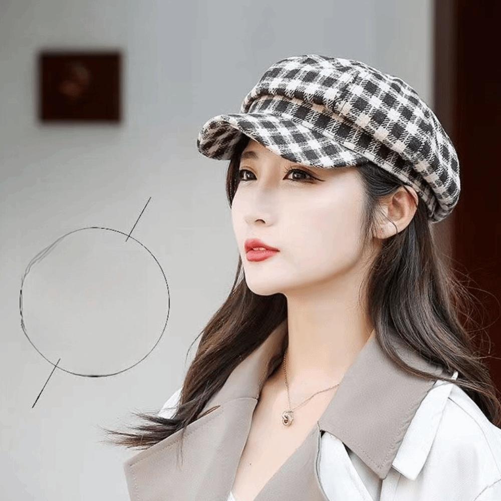 Keep Warm Women Painter Hat Small Fragrant Style Women Octagonal Cap Retro Plaid Beret Hat  Girl