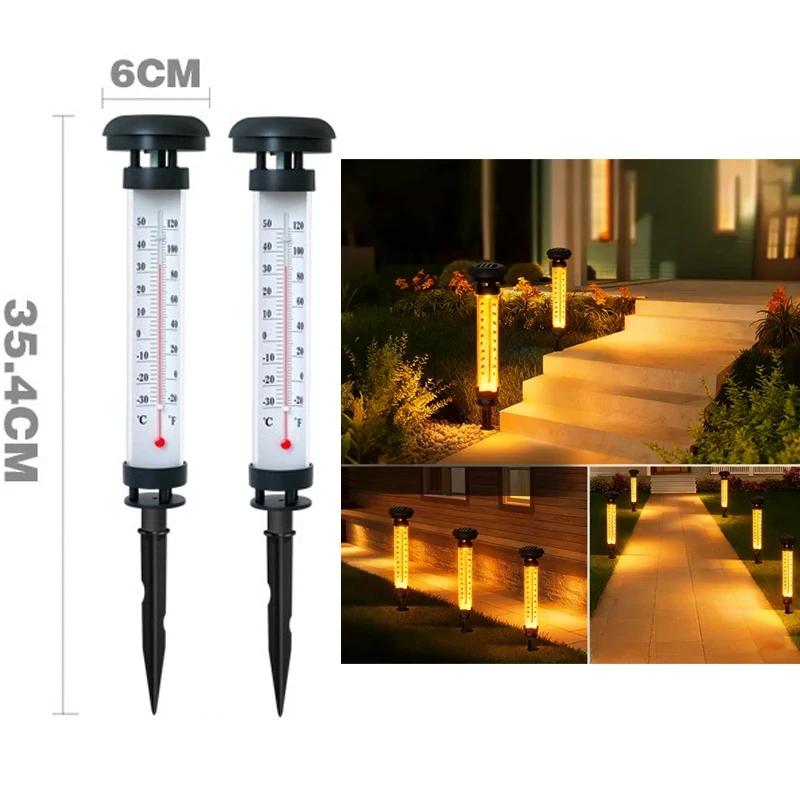 

Outdoor Waterproof Solar Powered Garden Light LED Lawn Decora Lamp with Thermometer Waterproof Landscape Light for Courtyard