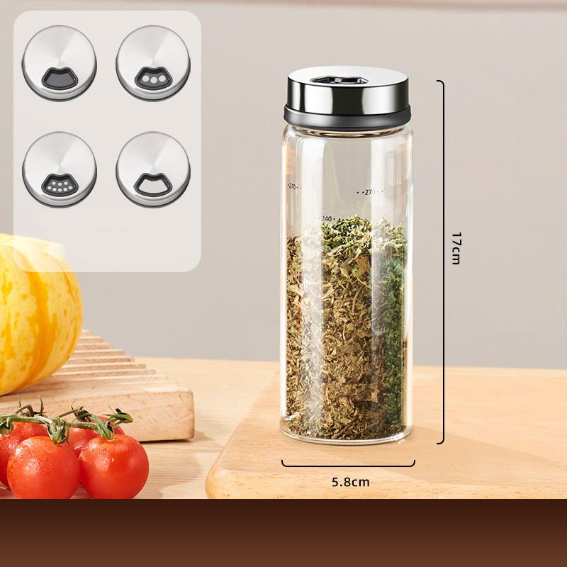 GIANXI 200ML/500ML High Borosilicate Glass Seasoning Jar Household Transparent Rotating Seasoning Bottle Kitchen Accessories