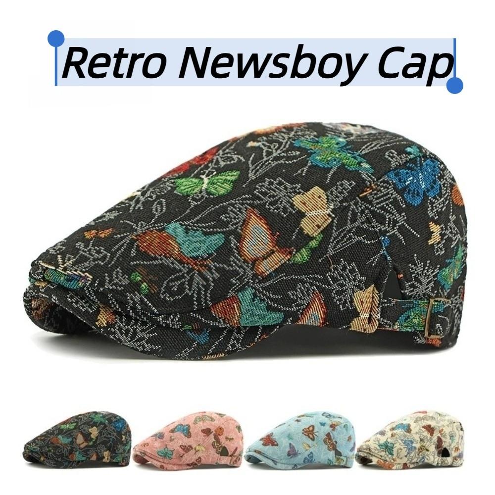 Reversible Design Retro Newsboy Cap Vintage Butterfly Embroidered Beret  Artistic Occasions