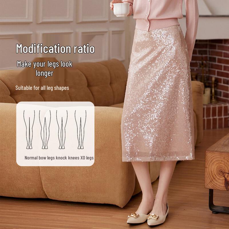 Elegant Shimmer Sequin Long Skirt