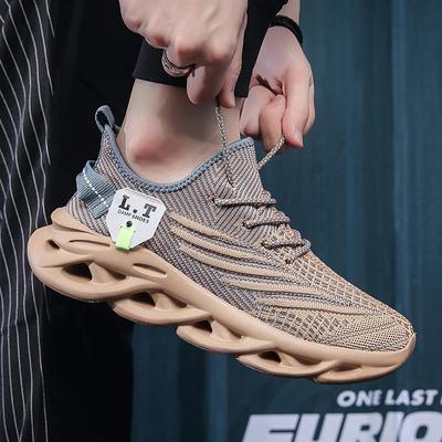 Fashion New Khaki Running Shoes for Men Breathable Sports Shoes Light Weight Fashion Summer Breathable Sneakers for Men Plus Size 36-48