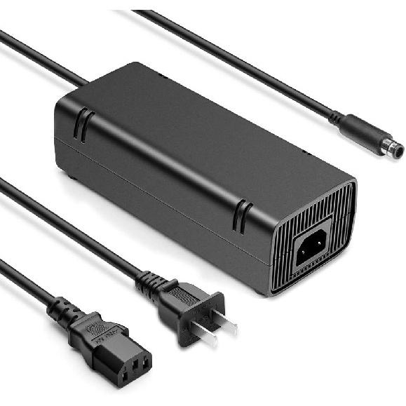 for Xbox 360 E Power Supply Brick with Power Cord, AC Adapter Power Supply Charge for Microsoft Xbox 360 E Console, 100-240V Auto Voltage, New