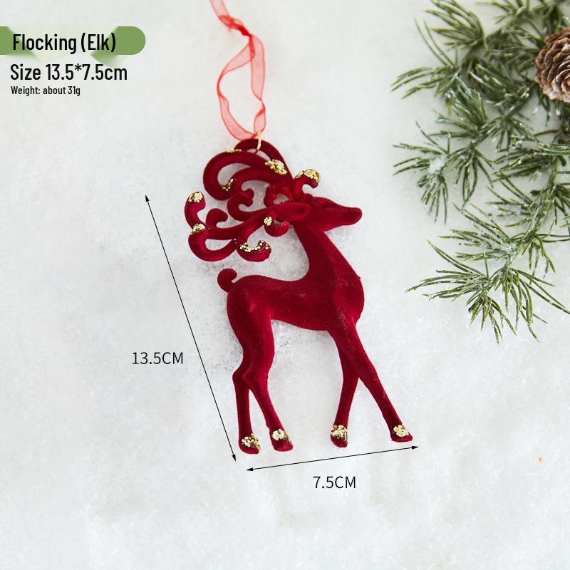 Christmas Flocking Bow Ornament - Window & Tree Decor