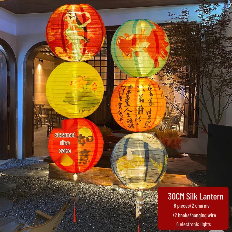 Waterproof Silk Lantern for Outdoor Mid-Autumn Festival Decor