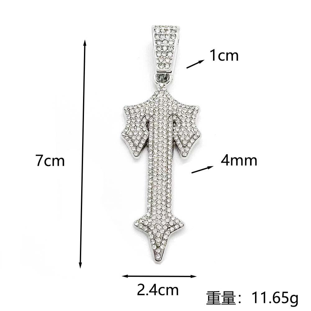 Cross Sword Pendant Full Diamond Cuban Chain Hip Hop Legendary Jewelry High Sense Colorful Row Diamond Necklace Men