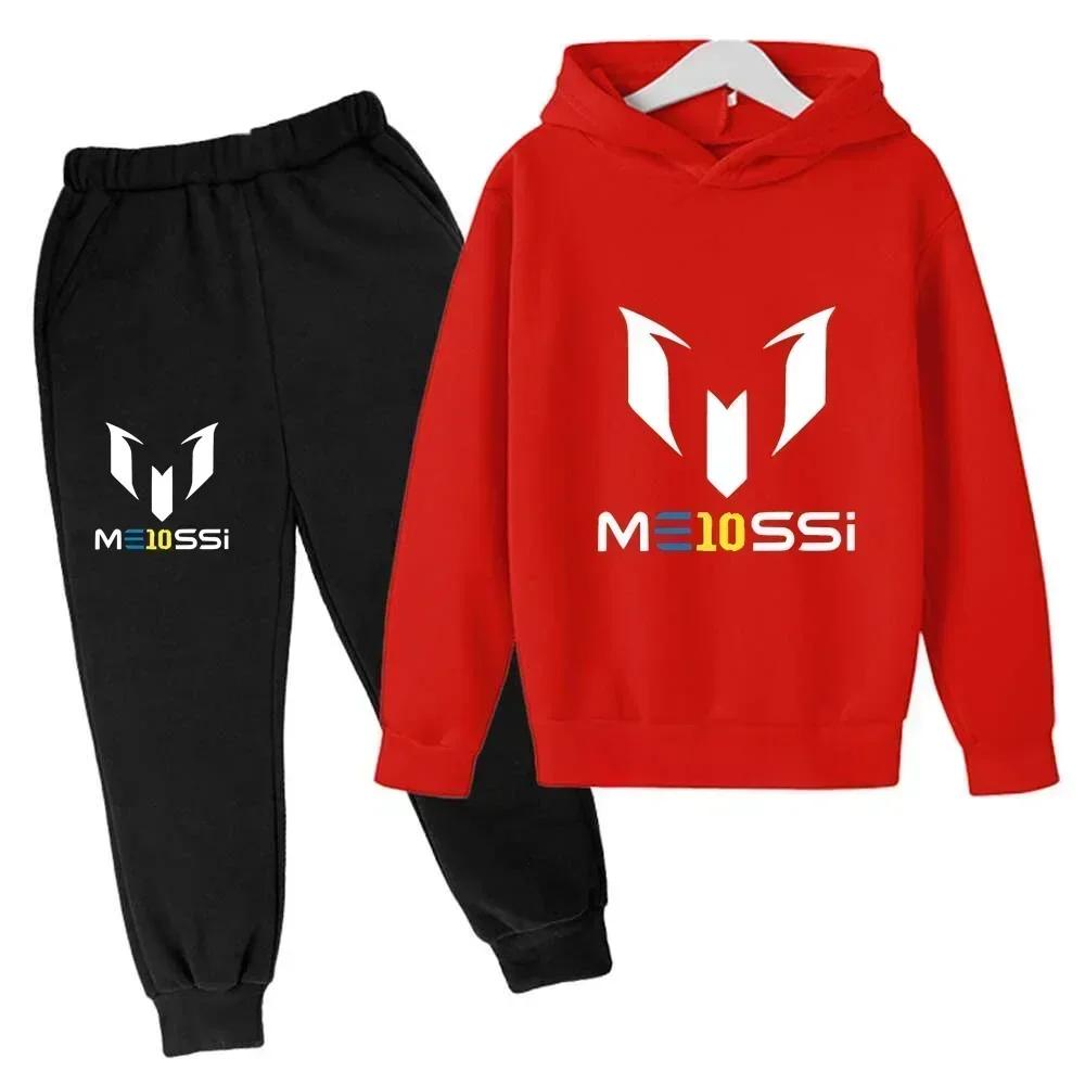 Jesienna Gwiazda Piłki Nożnej Messi 3-12 lat Dziecięce Bluzy z Kapturem Zestawy Spodnie Garnitur 2 Szt. Zestawy Ubrania dla Dzieci Chłopiec Dziewczynka Codzienna Moda Dresy