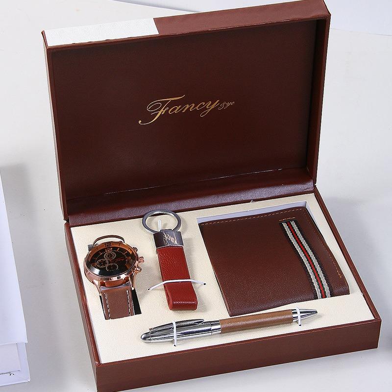 Valentine's Day Business Gift Set Men's Watch Sunglasses Belt Wallet Christmas Gift Set Quartz Watch Set for Men