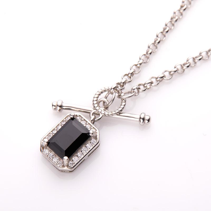 S925 Inlaid Fringed Colored Treasure Series Necklace Women'S Natural Black Spinel Peridot Collarbone Chain Jewelry