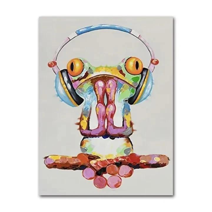Cute Frog Graffiti Art Canvas Painting Abstract Animals Posters And Prints on Canvas Wall Art Picture For Home Living Room De