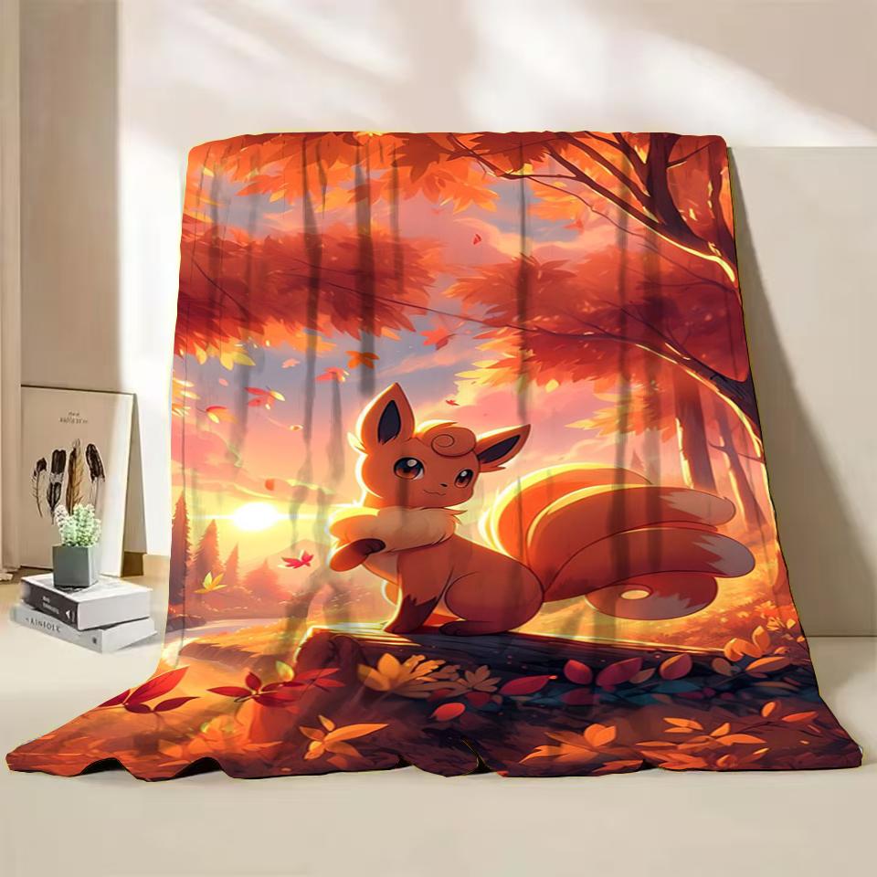 Pokémon Evoli Flanell-Kuscheldecke für Bett Sofa Zuhause Schlafzimmer Büro Reisen Kinder-Überwurfdecke Kinder Winter Warm Weich Geschenke