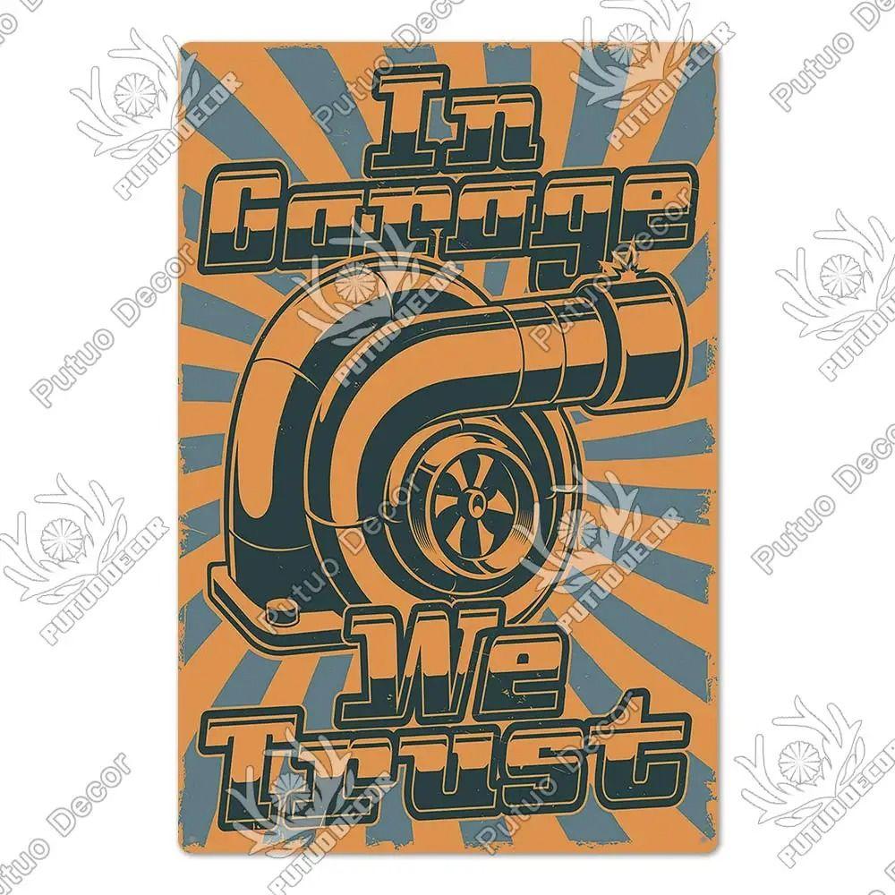 Metalowy Znak Ścienny Garage Bar, Tabliczka Dekoracyjna Wnętrza Samochodu 20x30cm