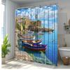 1pc Stunning Coastal Boats Shower Curtain with Beautiful Sea View Polyester Fabric Bathroom Decor Includes 12 Hooks