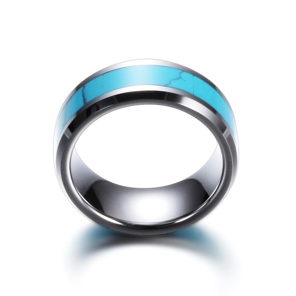 8MM Stainless Steel Natural Turquoise Fashion Ring - Versatile Personality Style