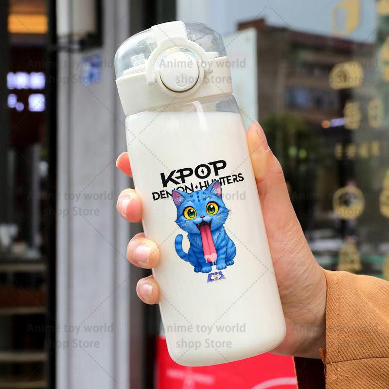 KPop Demon Hunters Sports Transparent Water Bottle Portable Gym Travel Clear Leakproof Drinking Frosted 400ml Play Entertaining Safe Kid Friendly Fun
