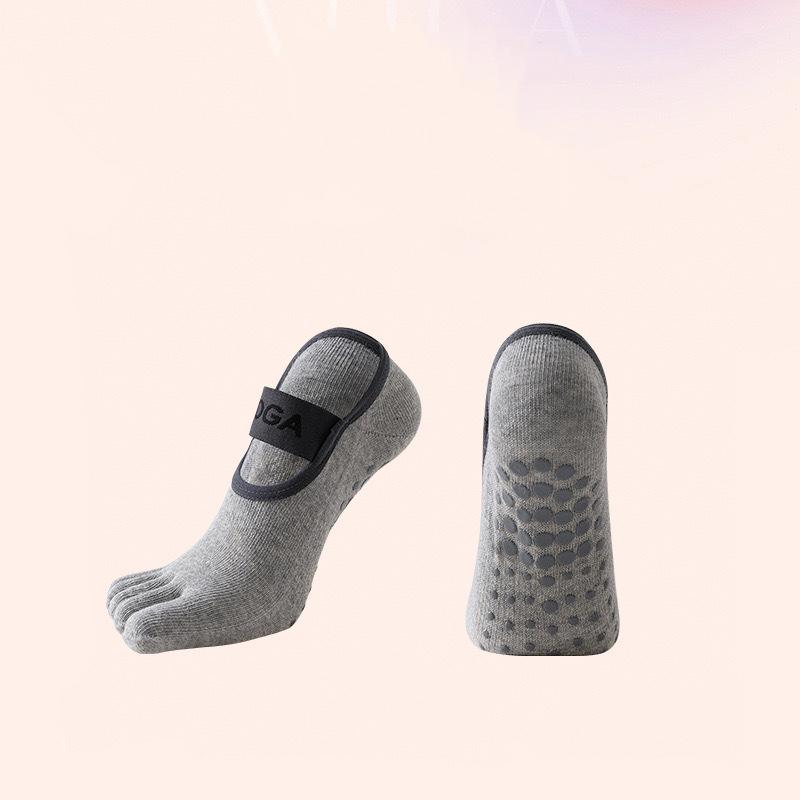 New Women Anti Slip Pilates Socks Five Toe Silicone Non-Slip Yoga Sock Bandage Ballet Dance Ladies Fitness Sports Cotton Sock