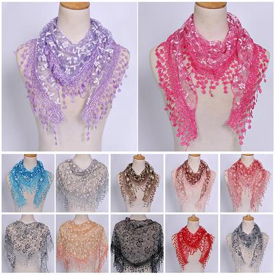 1Pc Women Fashion Triangle Wrap Lady Shawl Flower Lace Scarf Shawls