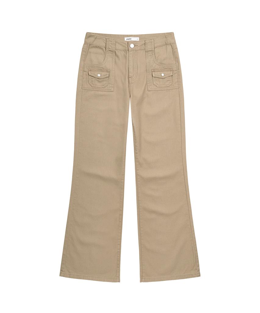 Pepeulli Mini Pocket Boots Cut Cotton Pants (Beige)