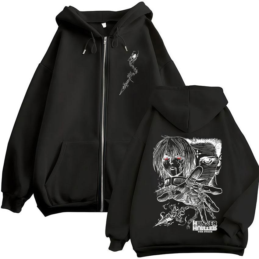Anime Hunter X Hunter Kurapika Chrollo Lucilfer Zipper Hoodies Men Women Clothing Oversized Fleece Zip Up Hooded Sweatshirt Coat