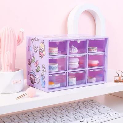 Dustproof Desktop Drawer Organizer 9 Grids Transparent Storage Box PVC Small Drawer Drawer Organizer Box For Jewelry Cosmetics