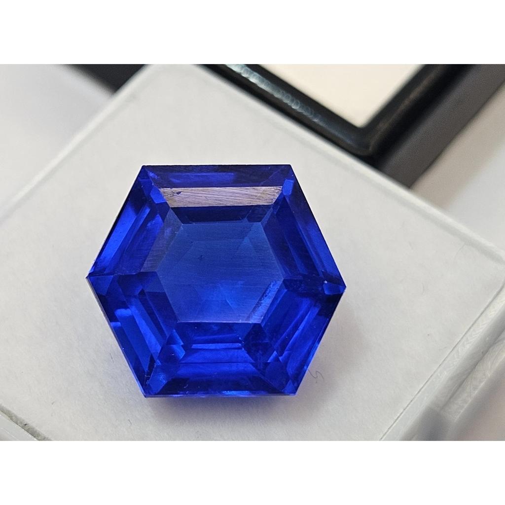 Blue Sapphire 10+ Ct Hexagon Cut Certified Fabulous Loose Gemstone