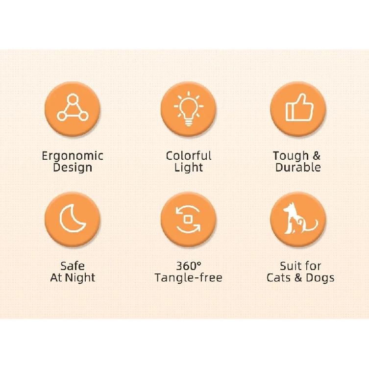 3/5M Automatic Dog Leash Retractable LED Luminous Leading Fashion Light Straps for Dog Puppy Pet Flexi Walking Running Lead