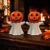 Zucca Decorativa Portacandele Fantasma di Halloween LED Elettronico Supporto Decorazione Festa Autunnale Ornamento Stampato 3D per Festa Casa