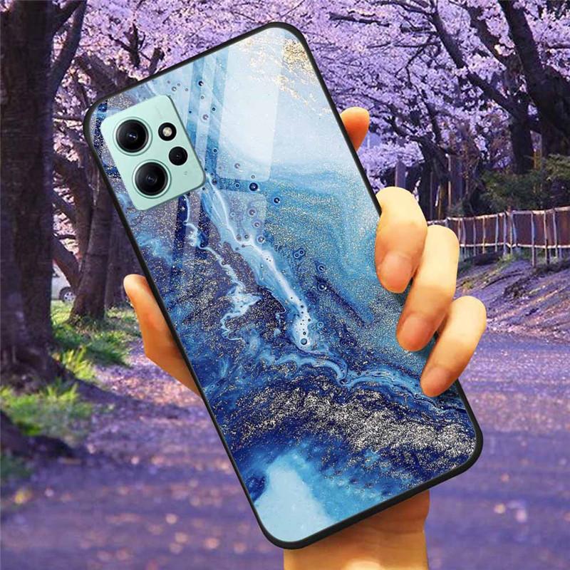 For Xiaomi Redmi Note 12 4G 2023 Case Tempered Glass Starry Marble Hard Back Protective Cover for Redmi NOTE 12 Note12 4G Global