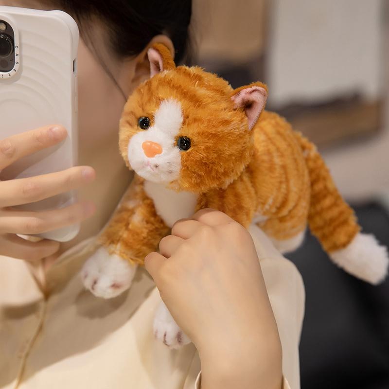 28CM Cute Simulated Cat Doll Plush Toy Stuffed Soft Animal Plush Orange Gray Stripe Kitten Pillow Birthday Gift Pet Toys Decor