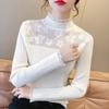 Women's Lace Top: Spring & Fall 2024 Long-Sleeve Knitted Sweater Pullover