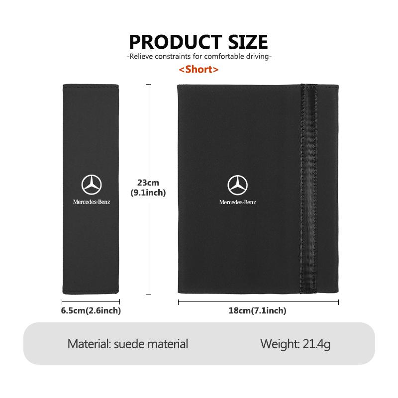 AAVK1 Suede Car Seat Belt Shoulder Protector Cover Safety Padding Pad For Mercedes Benz AMG A C E S G Class W201 W210 W108 W204 W205
