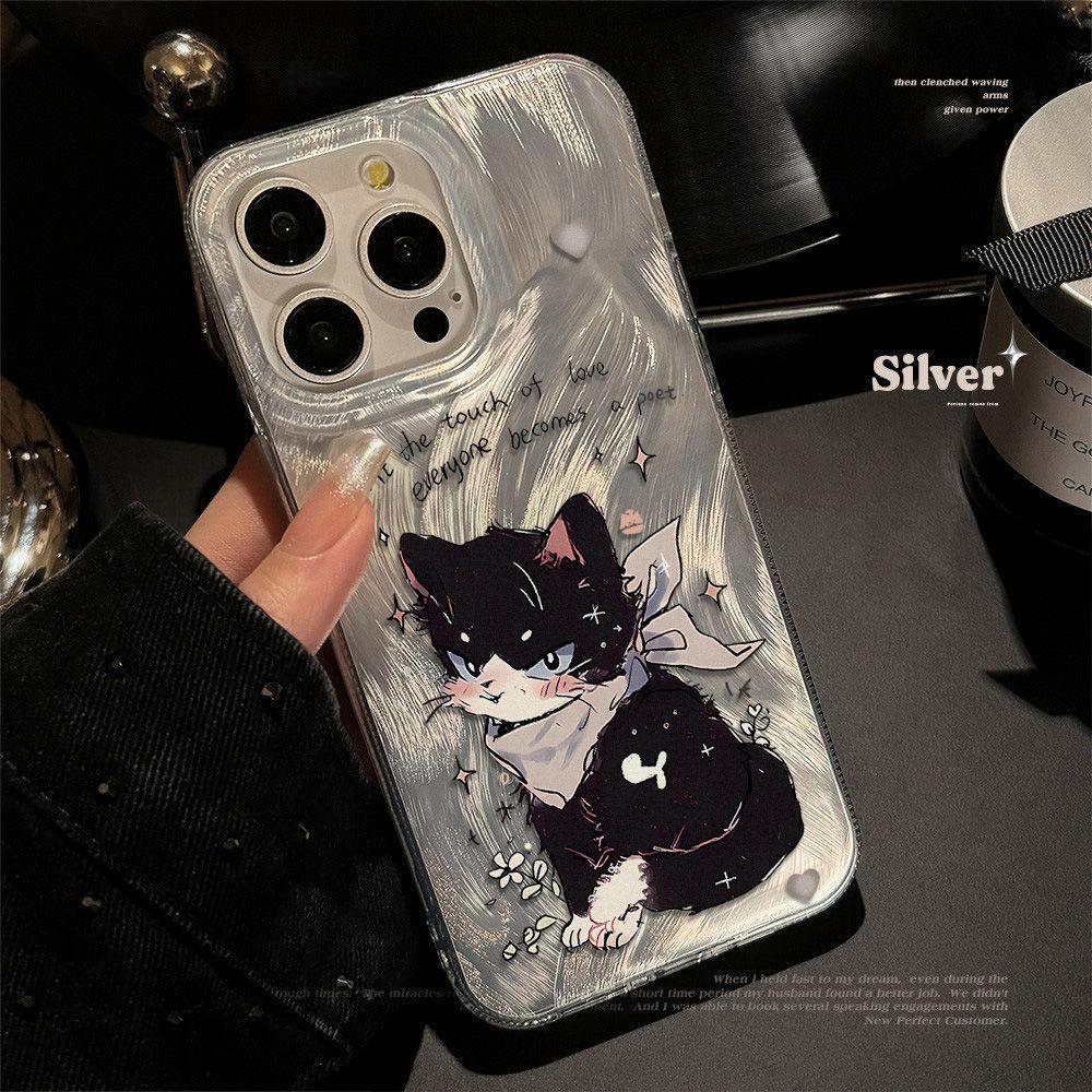 IMD Feather Yarn Naughty Kitten Suitable for iPhone17promax Apple 16 Mobile Phone Case 14/15 Large Hole 17
